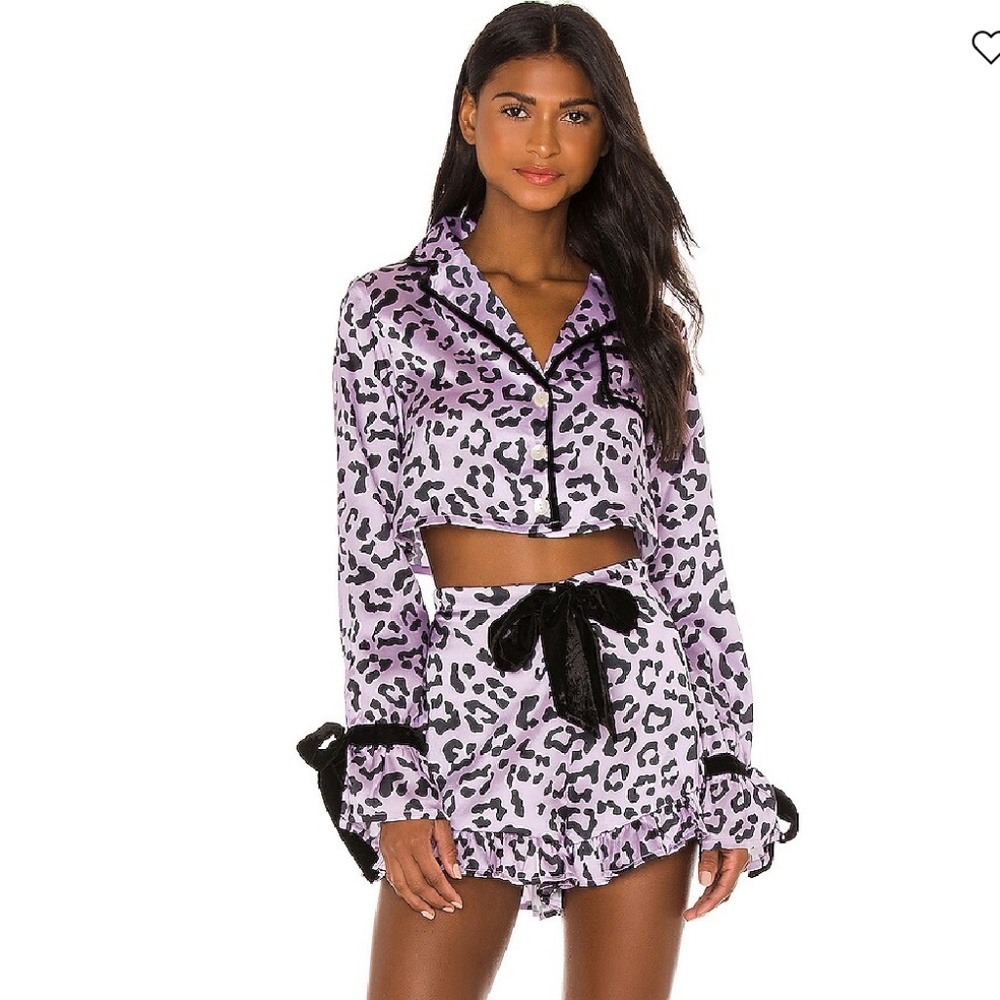 BEACH RIOT Luna Blouse & Aurora Short Orchid Leopard Women’s Size Medium NWOT